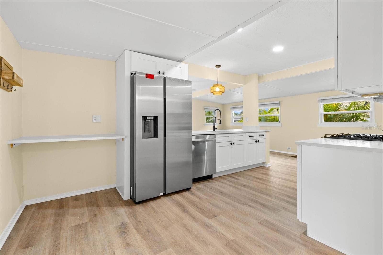 Extra cabinet and counter space