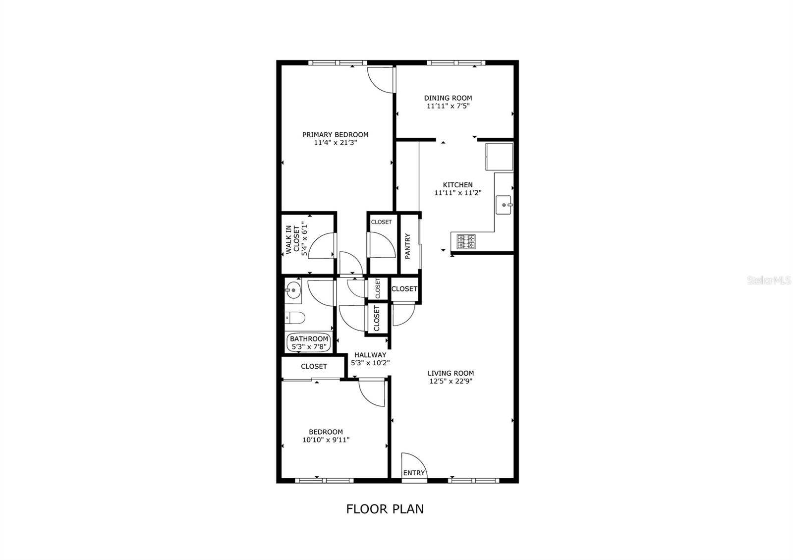 1020 85TH AVENUE N, #222, St Petersburg, FL 33702 Unit #222 Floor plan 1035 sq ft