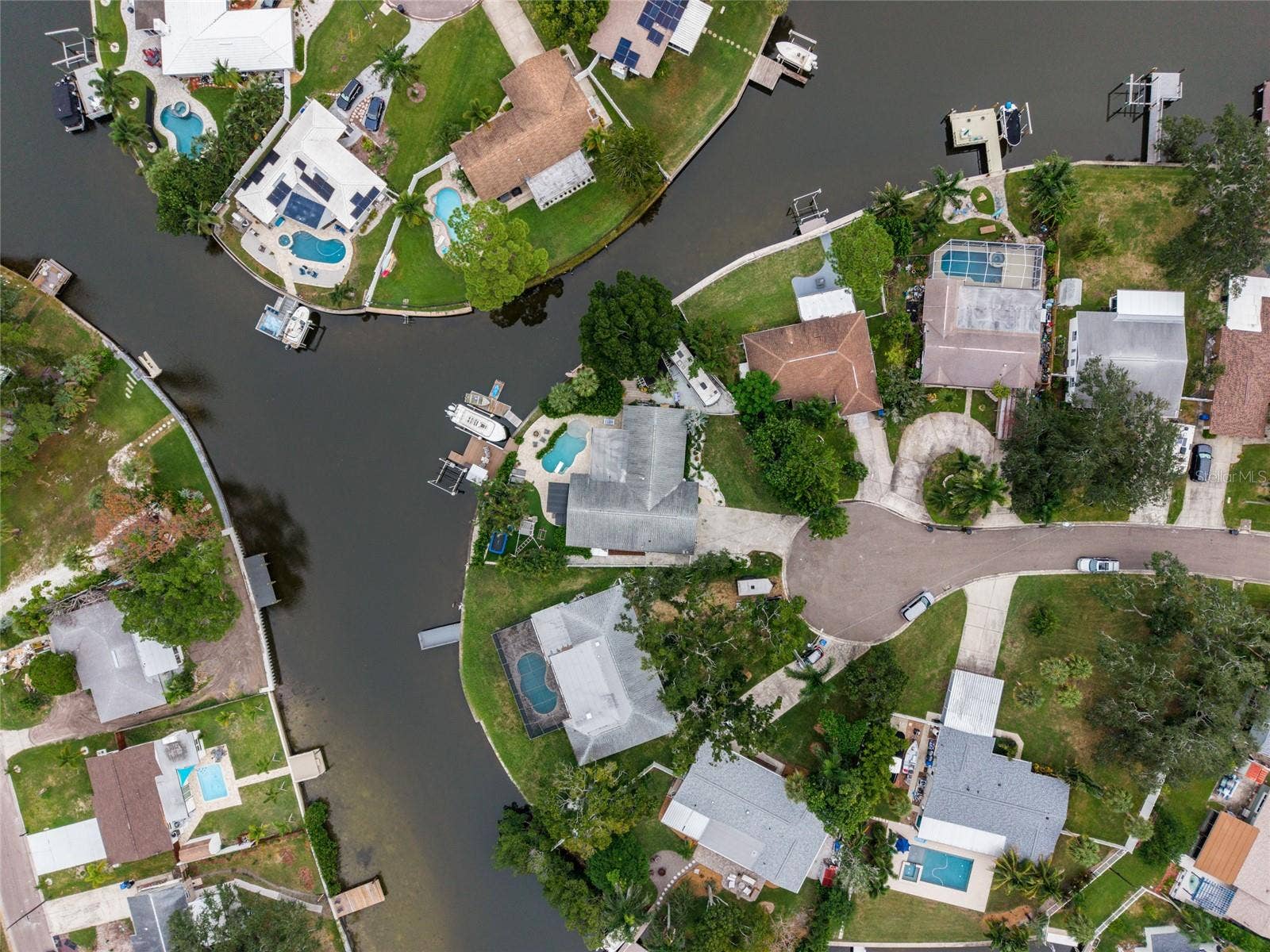 Aerial View of Property and Water Frontage