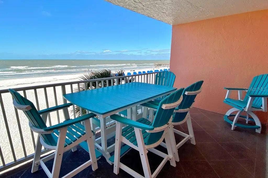 18400 GULF BOULEVARD, #1208, Indian Shores, FL 33785 YOUR PRIVATE BALCONY FOR QUIET MORNING COFFEE, SPECTACULAR SUNSETS, OR PRIVATE DINING UNDER THE STARS!