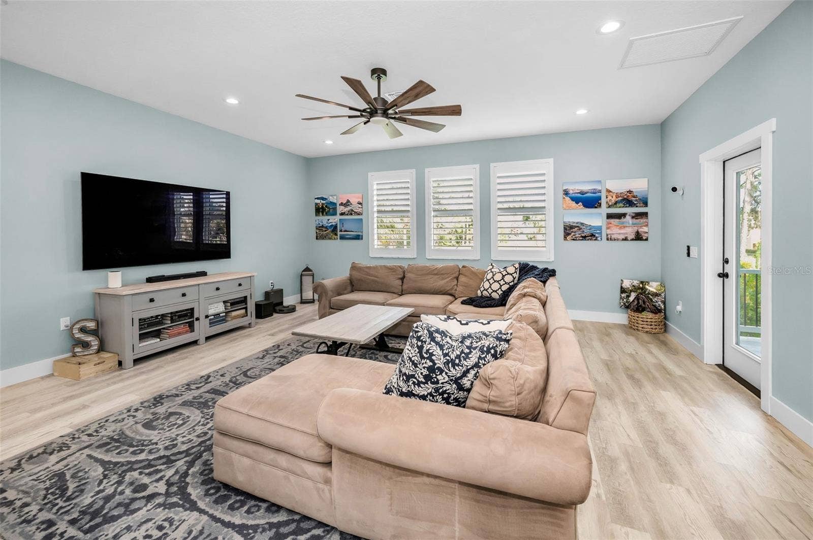 Great room - love the plantation shutters!