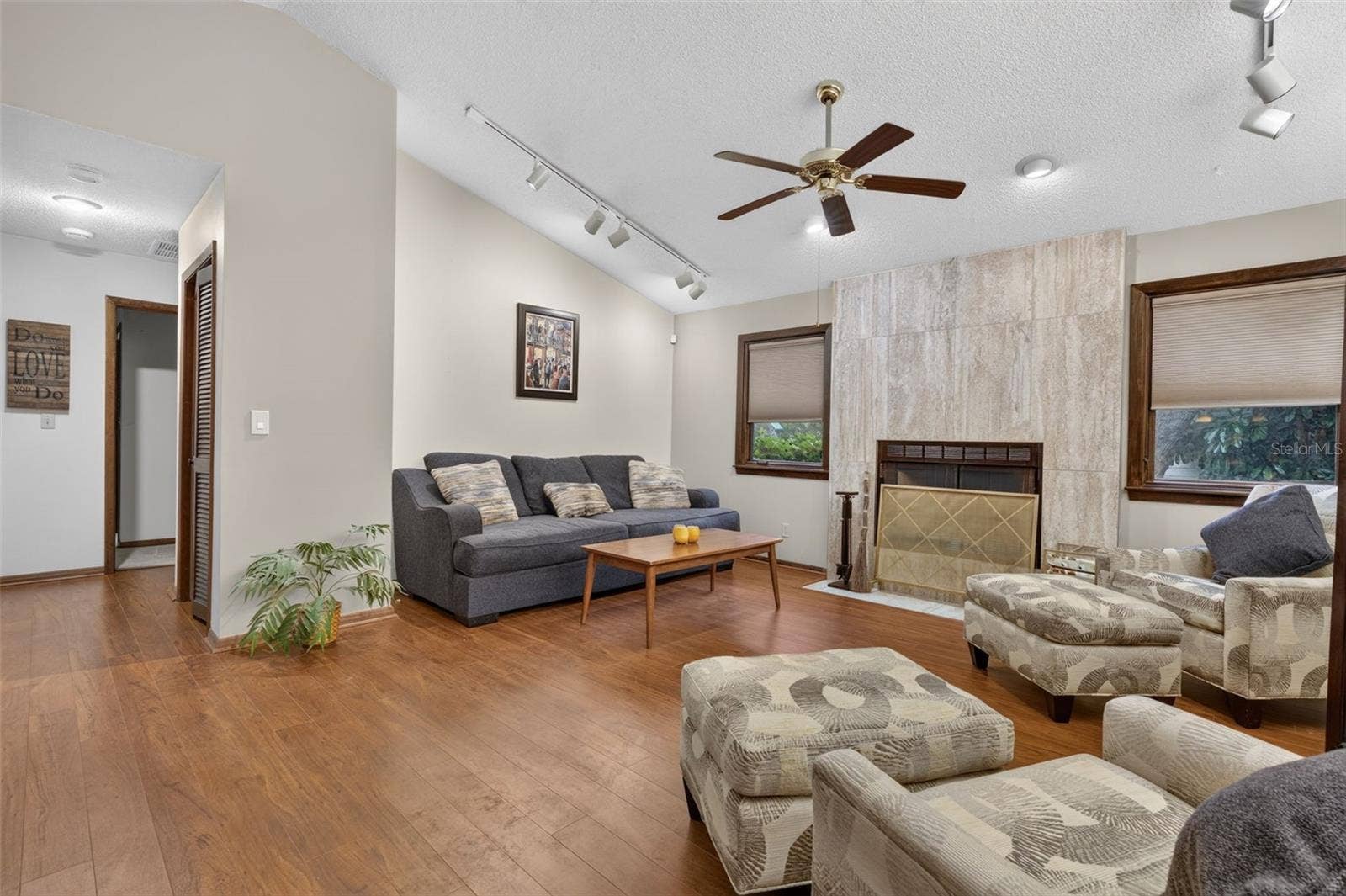 Living Room w/wood burning fireplace