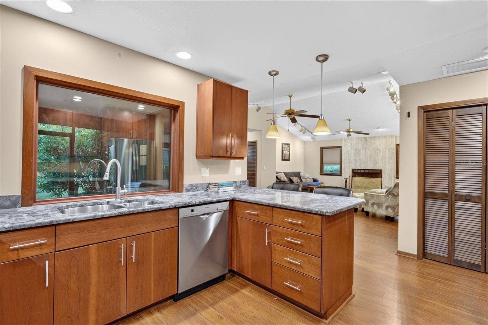 Kitchen showing large pantry