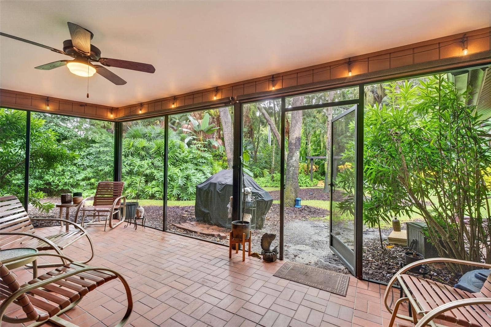 Large screened real brick patio