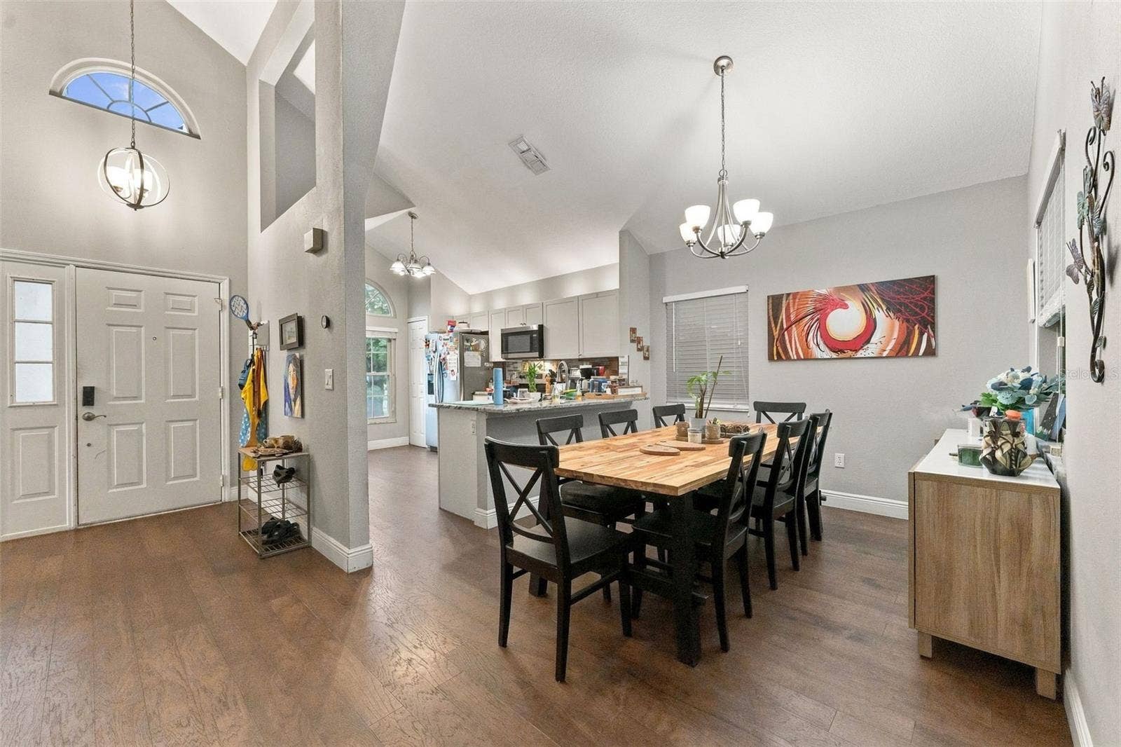 Open kitchen and dining area