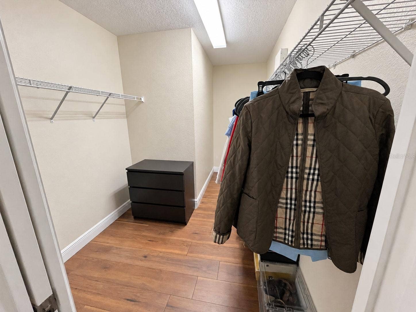 Walk-in closet in the master bedroom