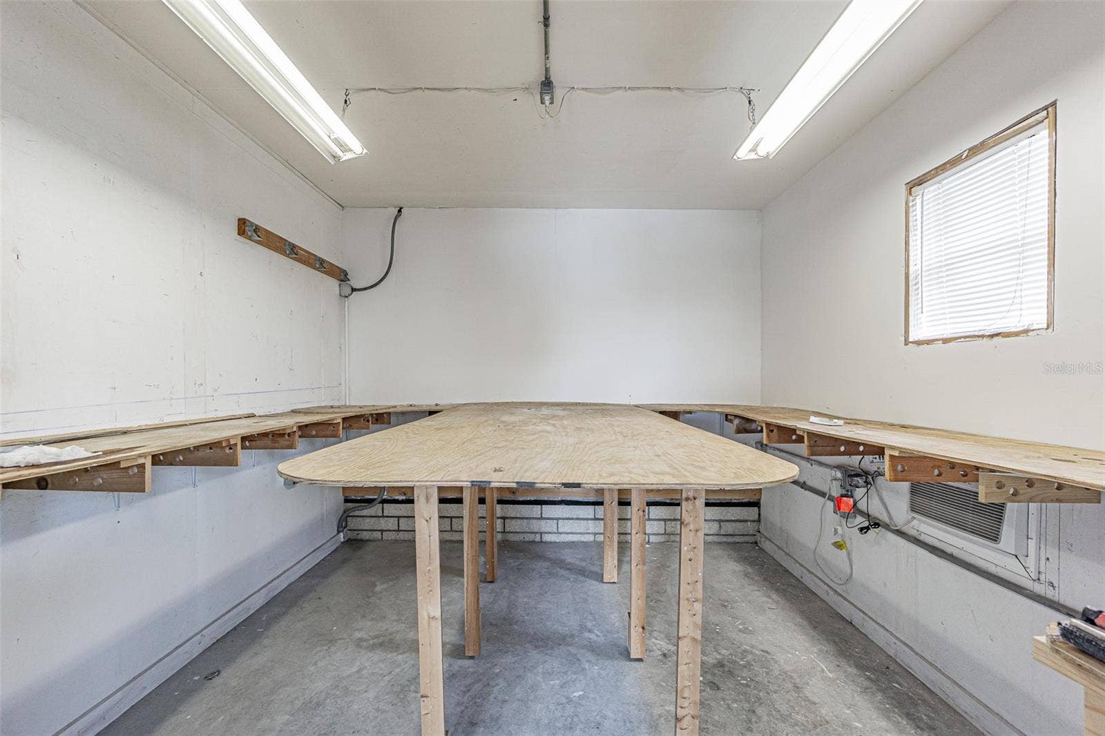 Shed set up for train set, hobby or workroom