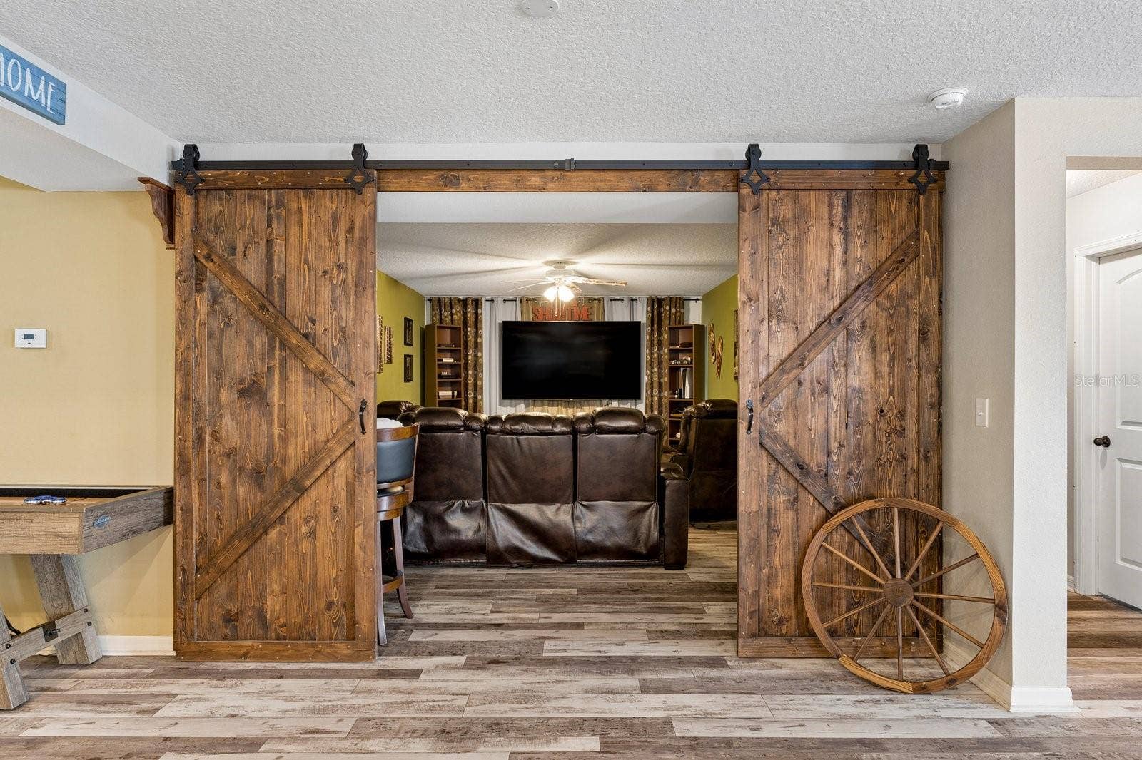 Theater room doors from living room