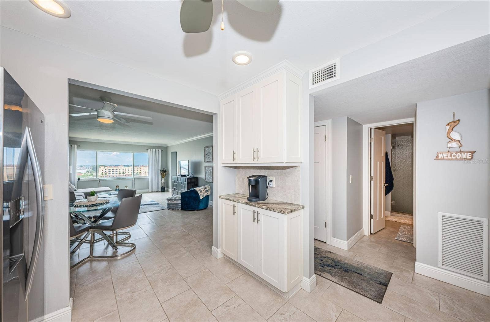 4775 COVE CIRCLE, #904, St Petersburg, FL 33708 Fully renovated kitchen with coffee bar, lots of cabinets for storage