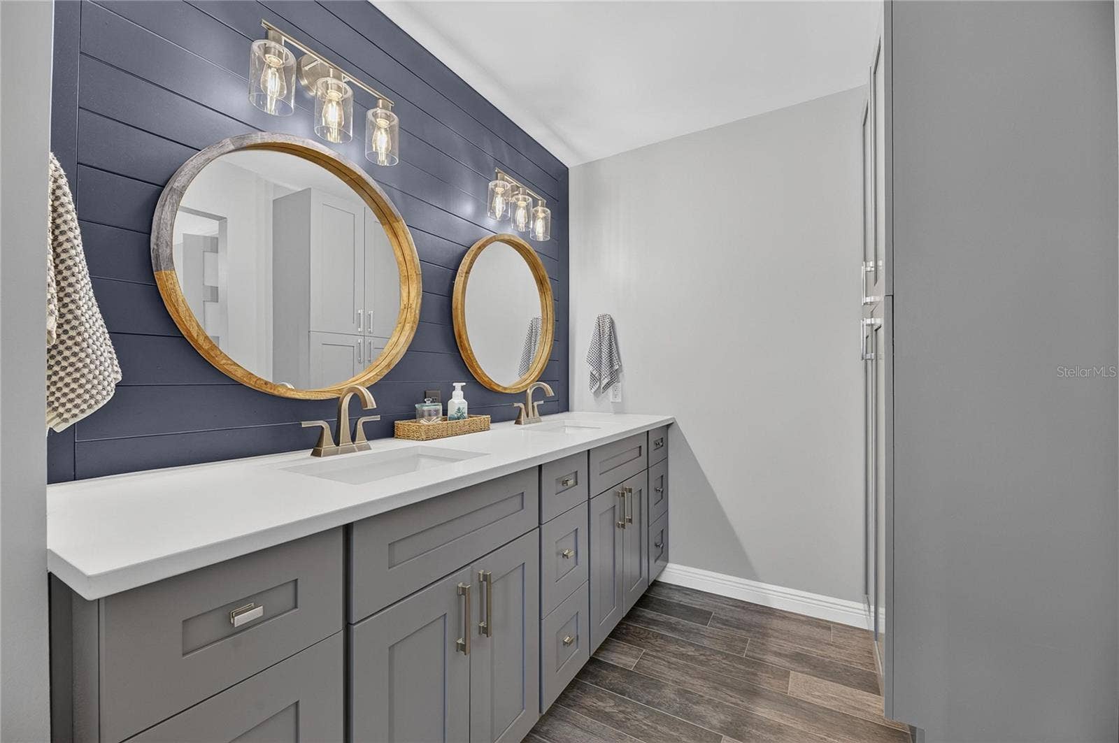 Another View Of That Lengthy Vanity, and The Attached, Tall Linen Closet Cabinet!