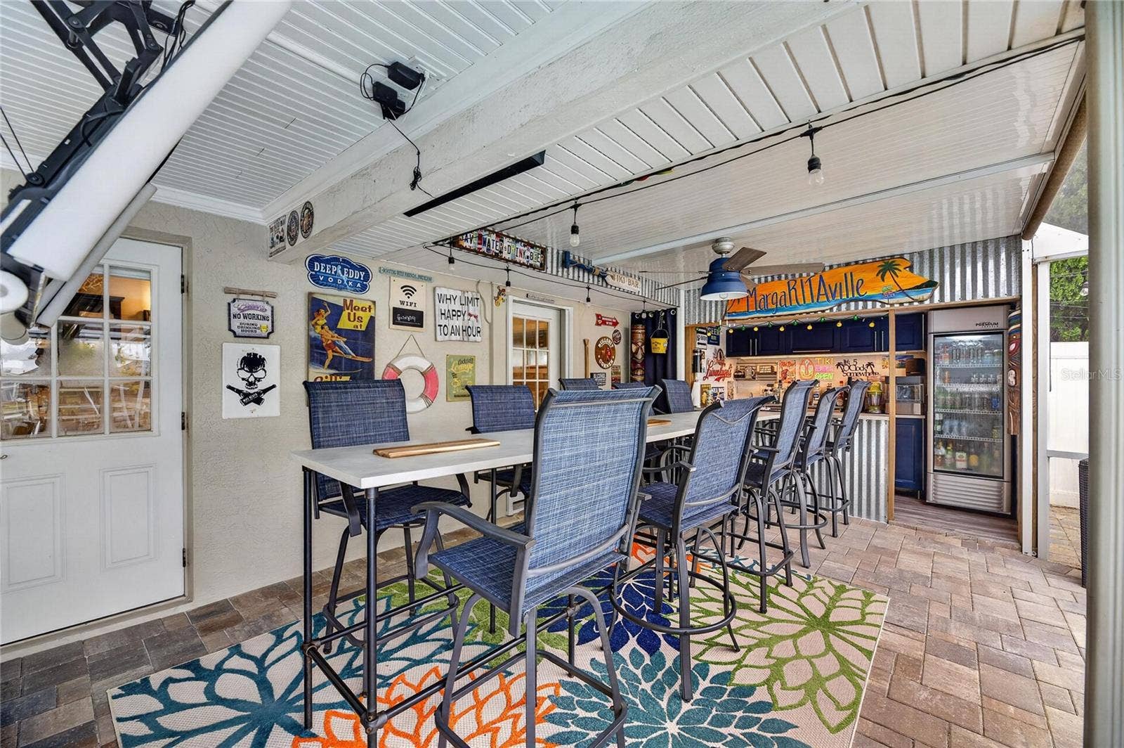 Holy Back Lanai Bar Batman!! WHAT IS THAT? A 14' Long Bar Height Table?!!
