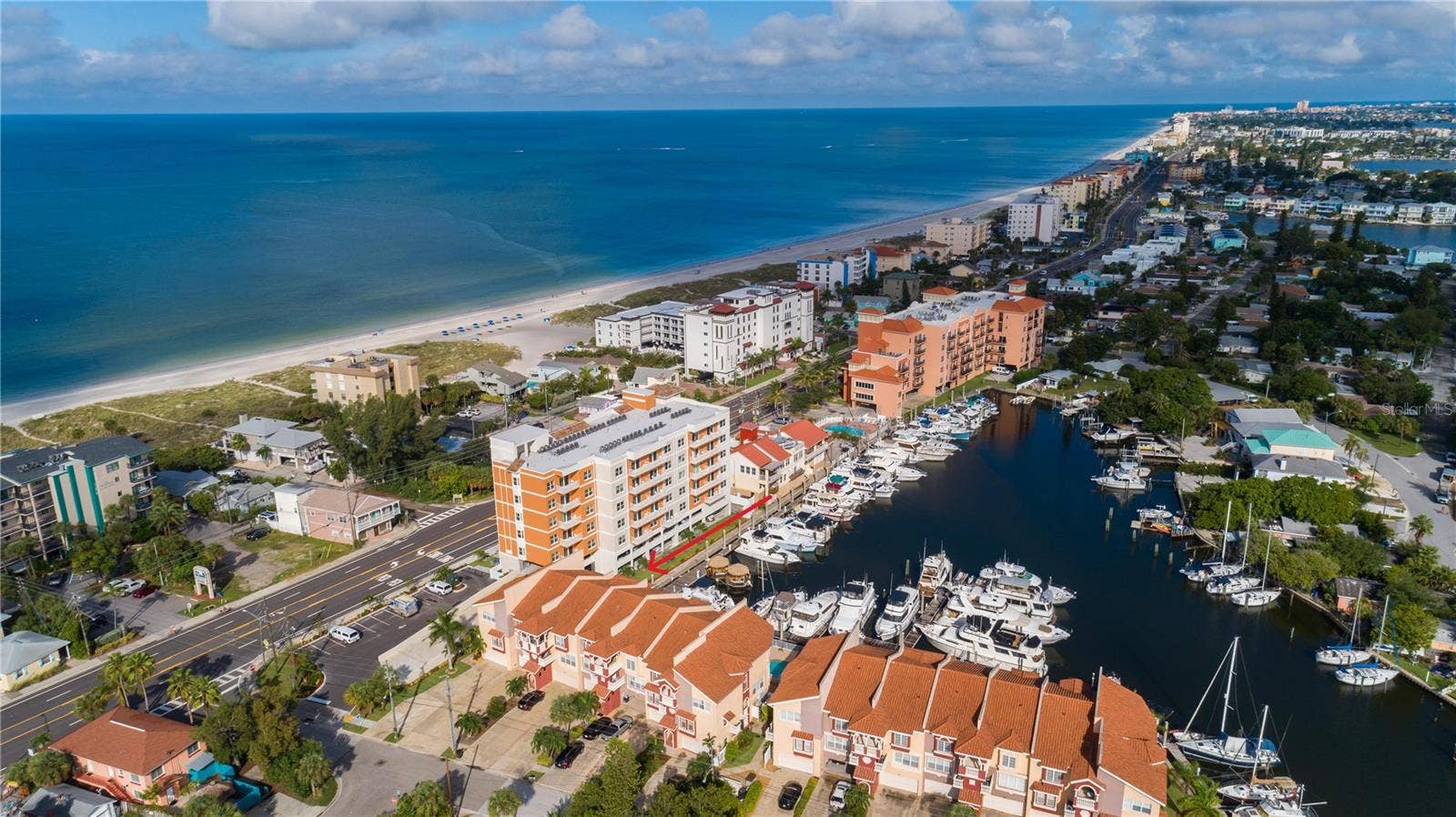 Madeira Bay Townhomes situated between the Gulf and the Intracoastal Waterways