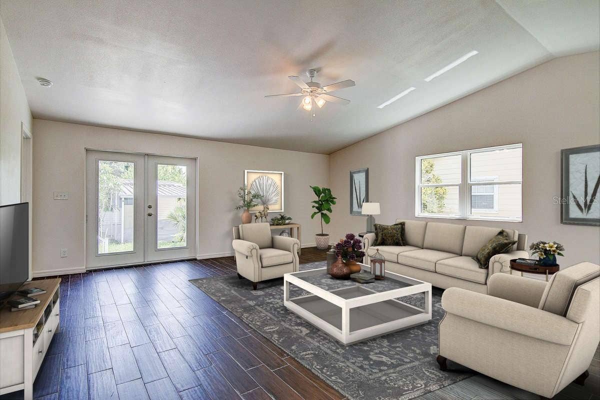 14334 CHANNEL DRIVE, Largo, FL 33774 Living Room has vaulted cielings