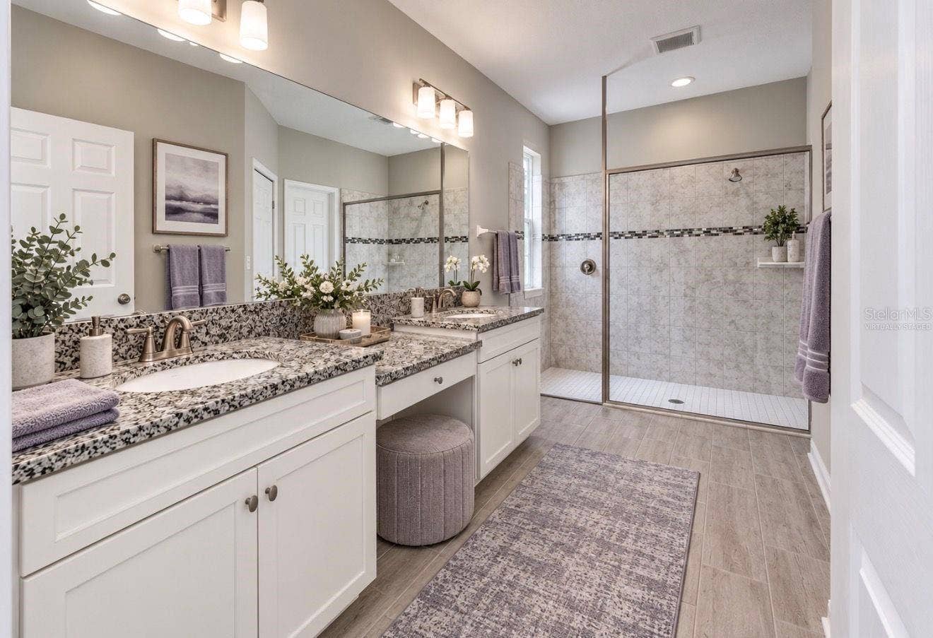 3179 MARINE GRASS DRIVE, Wimauma, FL 33598 First Floor Primary Ensuite Bathroom. Virtually staged