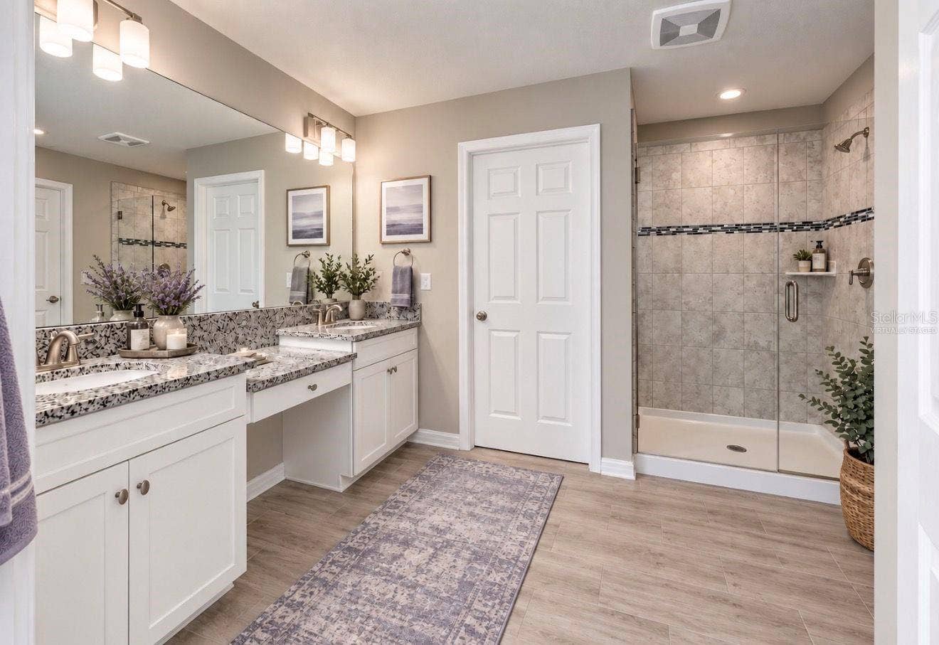 3179 MARINE GRASS DRIVE, Wimauma, FL 33598 2nd floor primary ensuite bathroom. Virtually Staged.