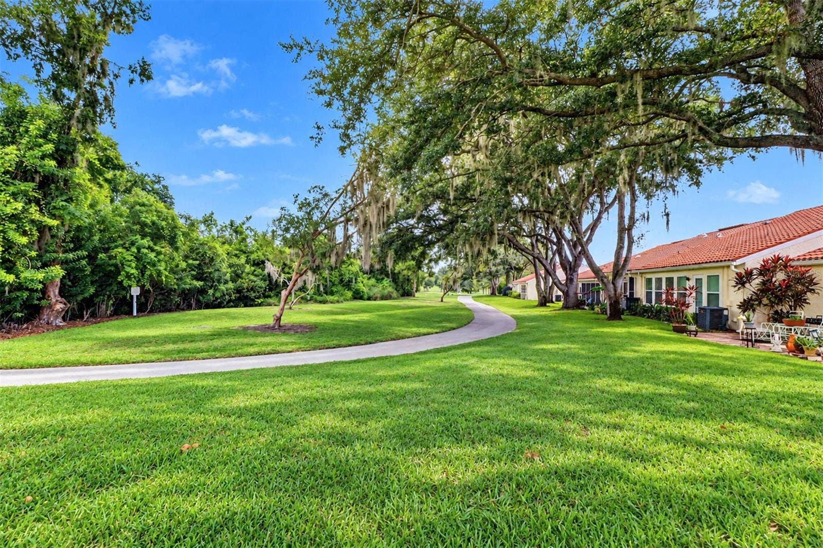 View from the kitchen down the fairway of the golf course