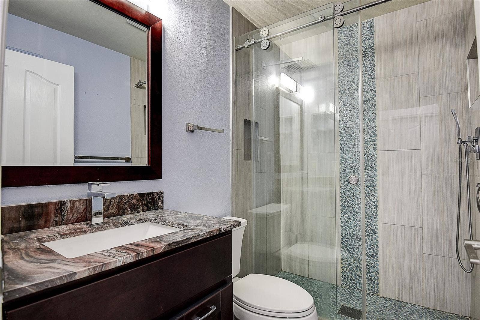1709 SCOTCH PINE DRIVE, Brandon, FL 33511 2nd Bath with granite, all wood cabinets and glass shower