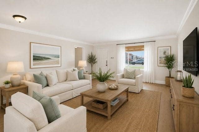 Virtually staged living room
