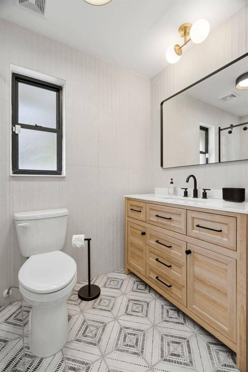 Primary Ensuite Bath with gorgeous tile and vanity