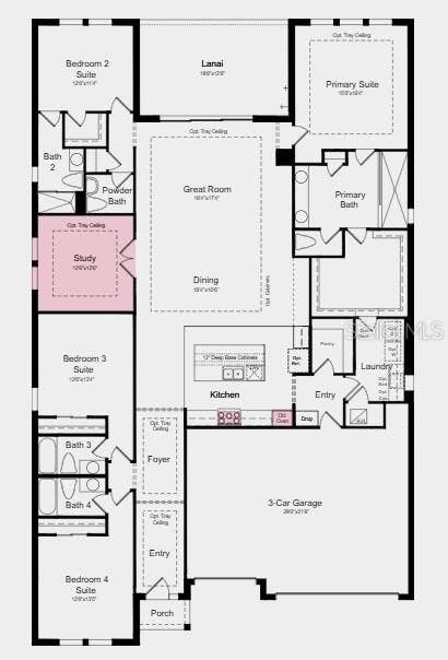7363 JETTY COURT, Palmetto, FL 34221 Floor Plan: Additional Highlights Include: outdoor kitchen rough-in, 8' interior doors, tray ceilings, and GE Cafe stainless steel appliances.
