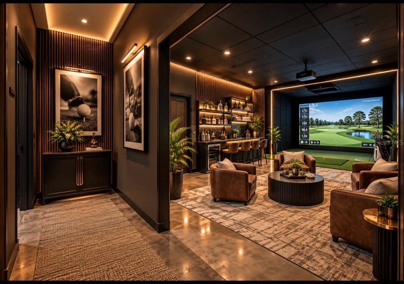 8222 118TH AVENUE, #600, Largo, FL 33773 AI rendering of golf simulator lounge