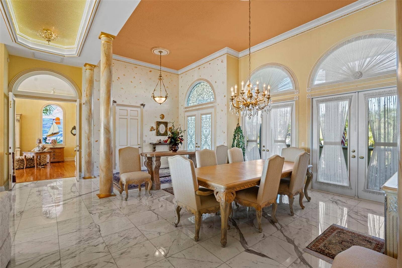 964 MONTE CRISTO BOULEVARD, Tierra Verde, FL 33715 Formal Entry and Dining Room with Marble Floors