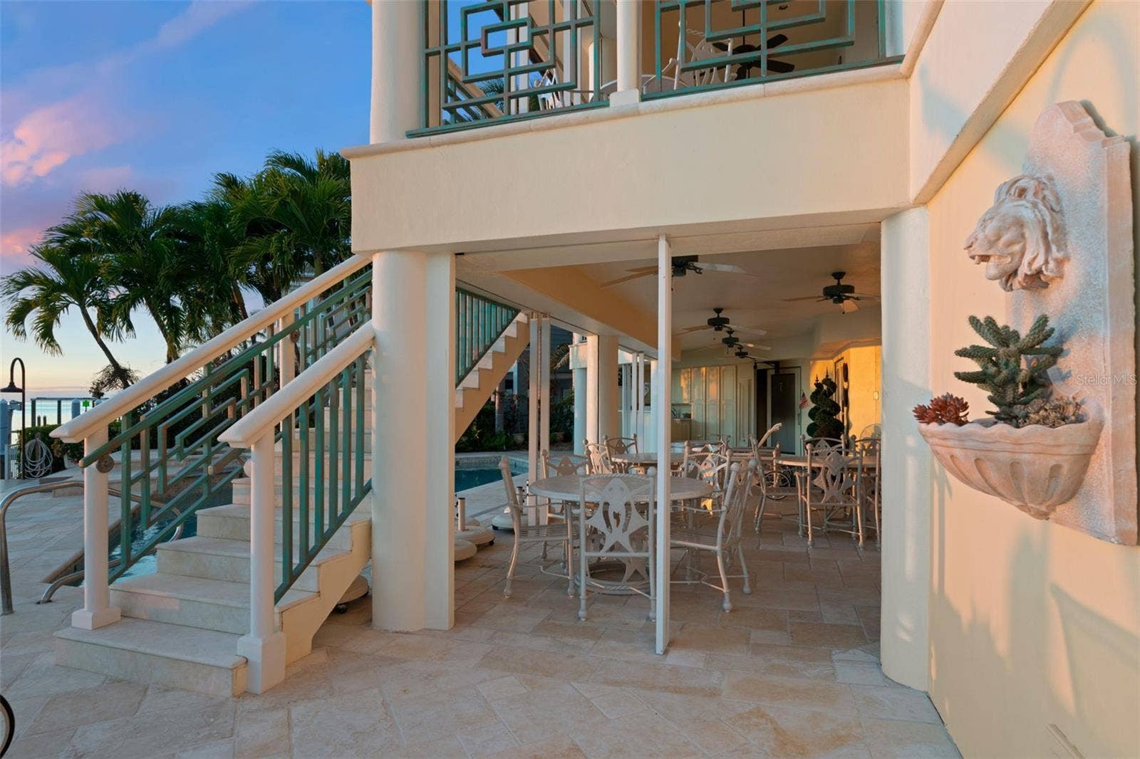 964 MONTE CRISTO BOULEVARD, Tierra Verde, FL 33715 Stairs from the Main Living Level to the Pool and Dock