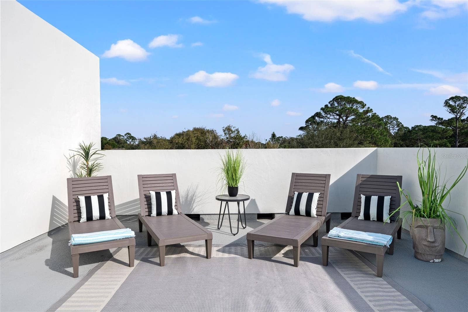 Rooftop terrace in a completed model residence