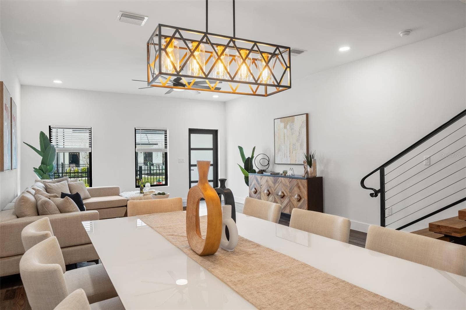 Dining area in a completed model residence