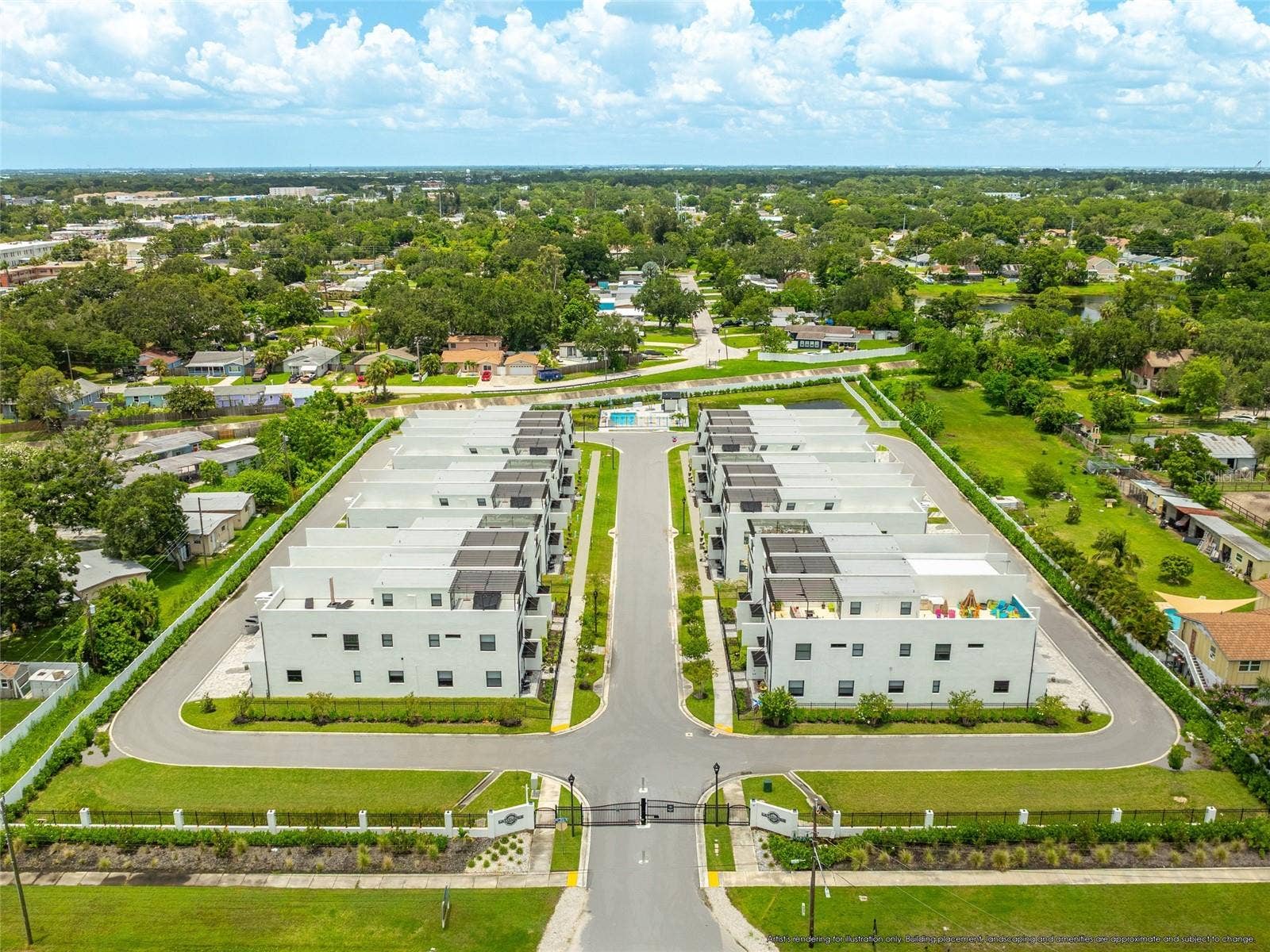 Community aerial rendering at full build-out