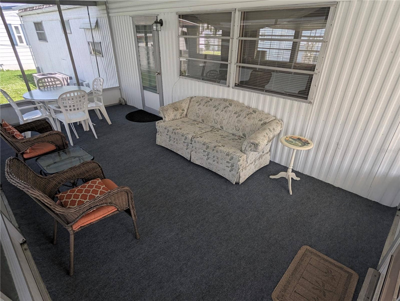 Screen room with new outdoor carpet