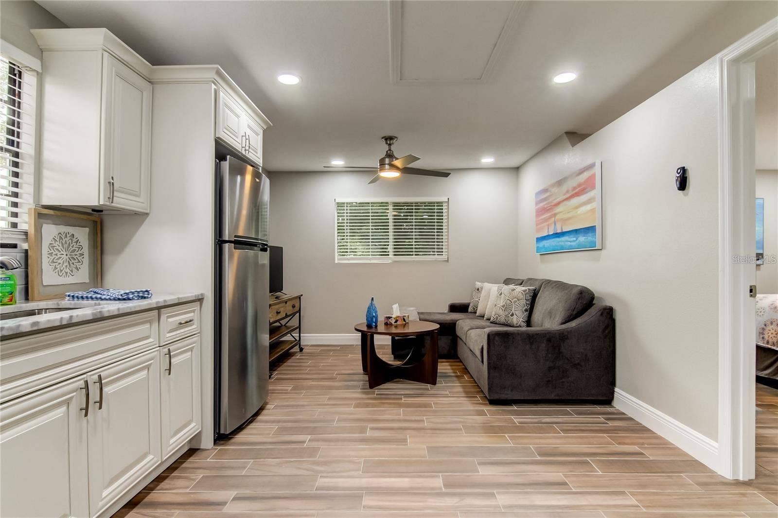 View into living room from kitchen
