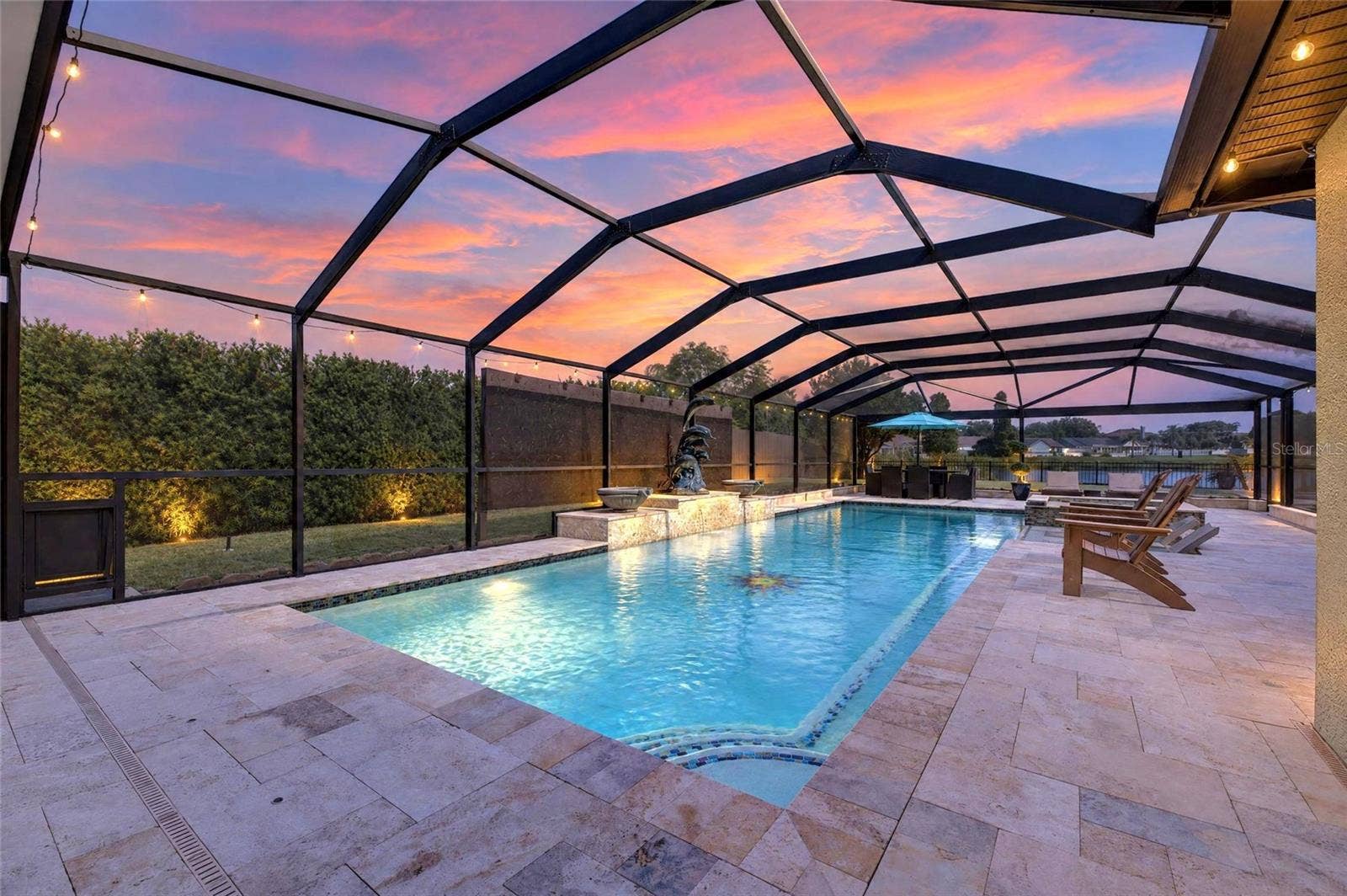 Pool/Patio/hot tub at night