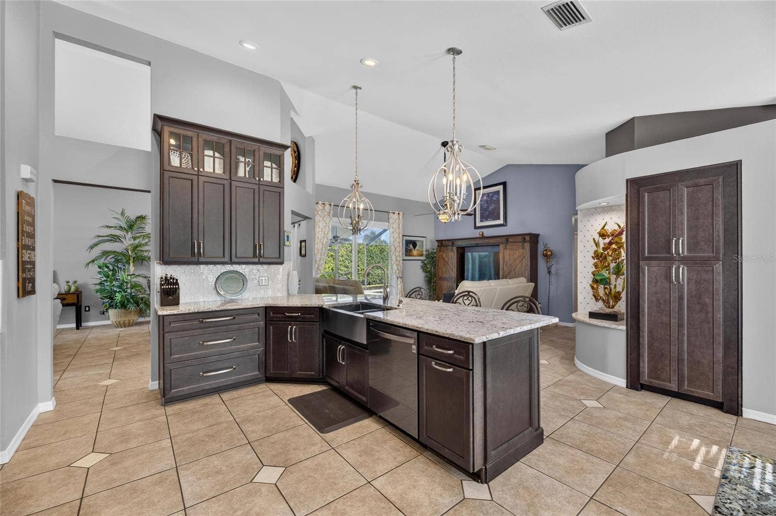 Kitchen and family room area