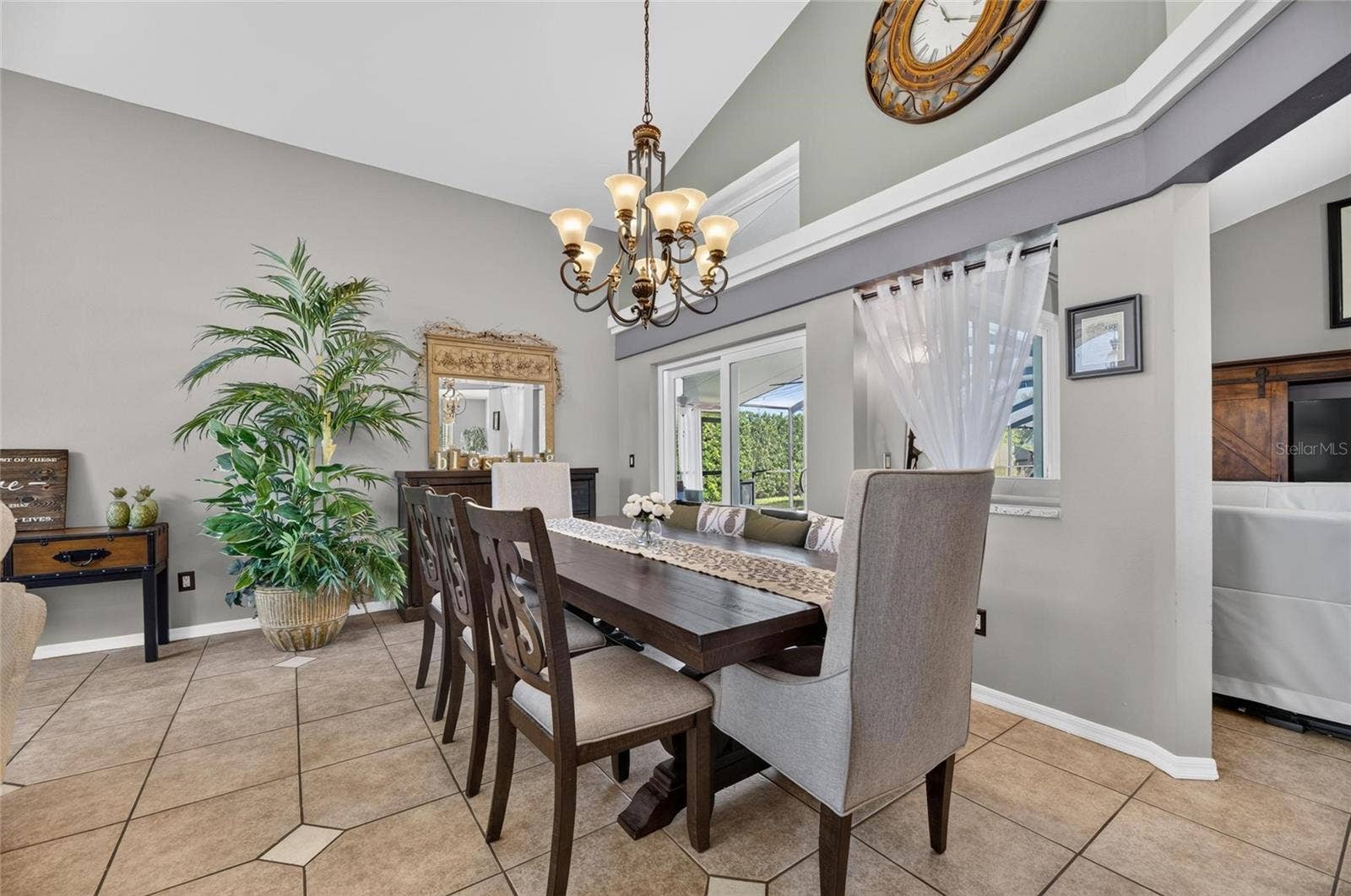 Dining Room with sliders out to Covered Patio