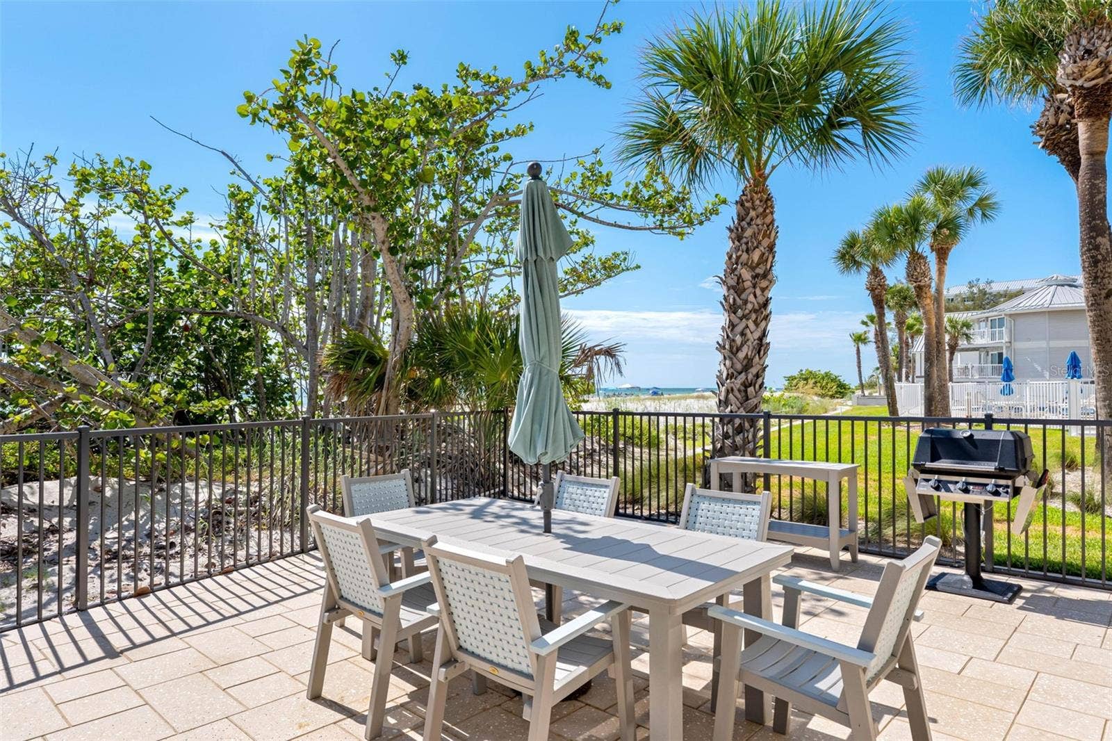 Grilling station on pool deck.