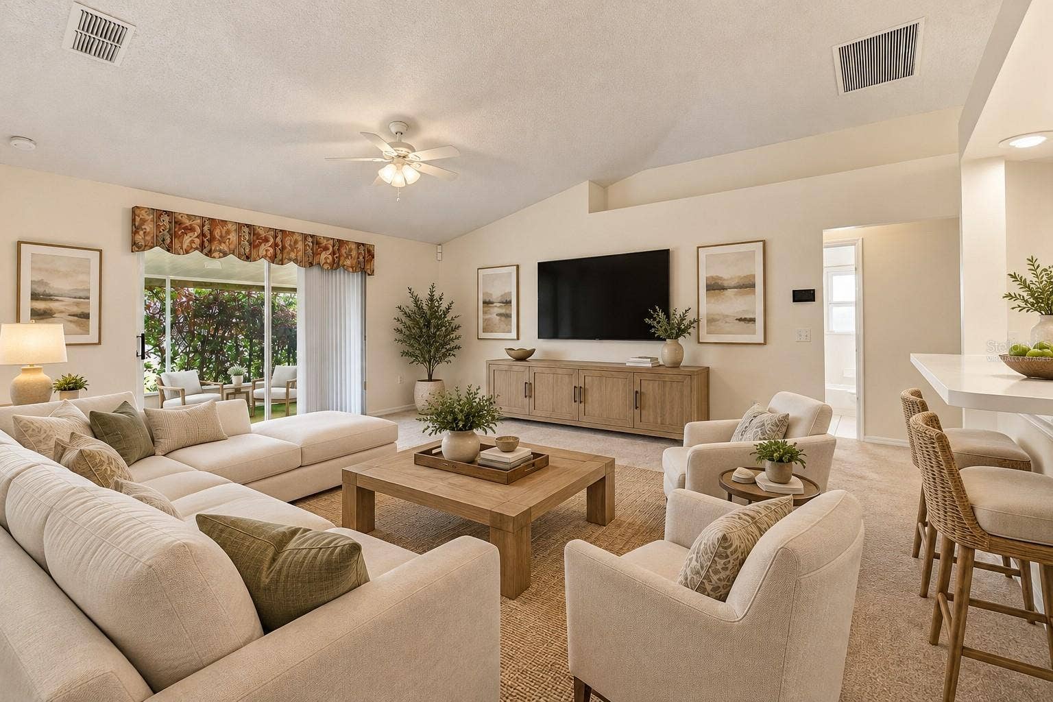 610 LAKEMONT DRIVE, Brandon, FL 33510 Virtually staged family room vaulted ceilings