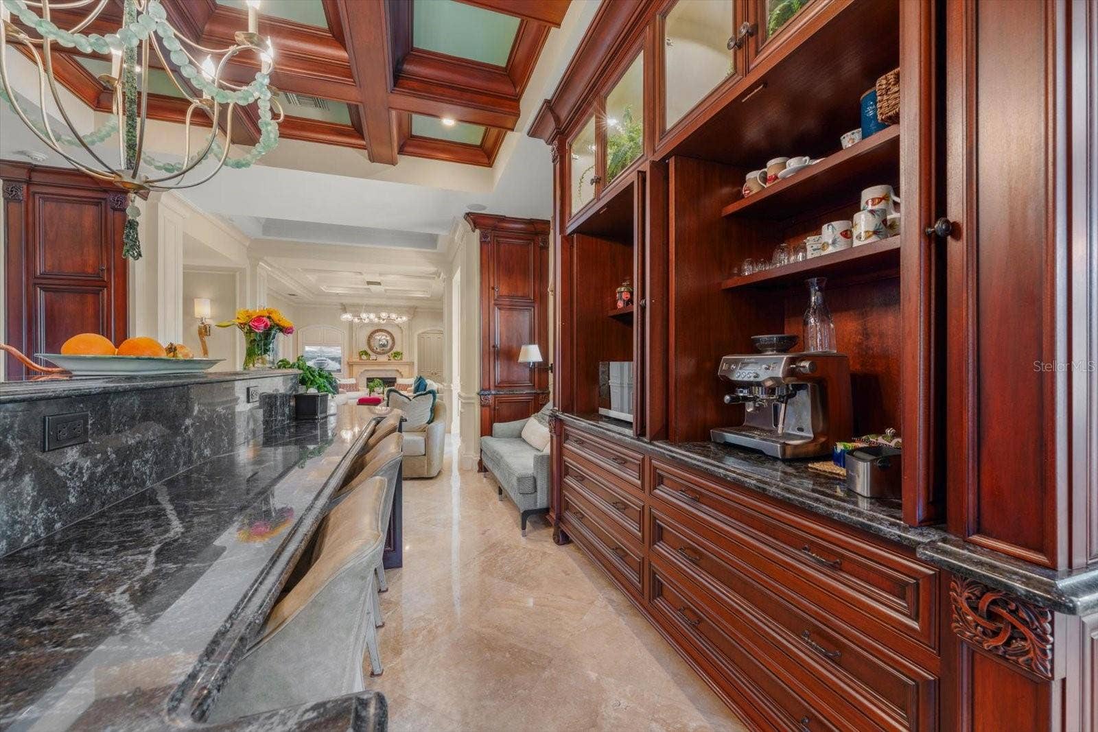 2056 COVE TRACE, Palm Harbor, FL 34685 Floor-to-ceiling Furniture Style Solid-Wood Cabinetry! Keep them opened for easy access, or close them off while entertaining!