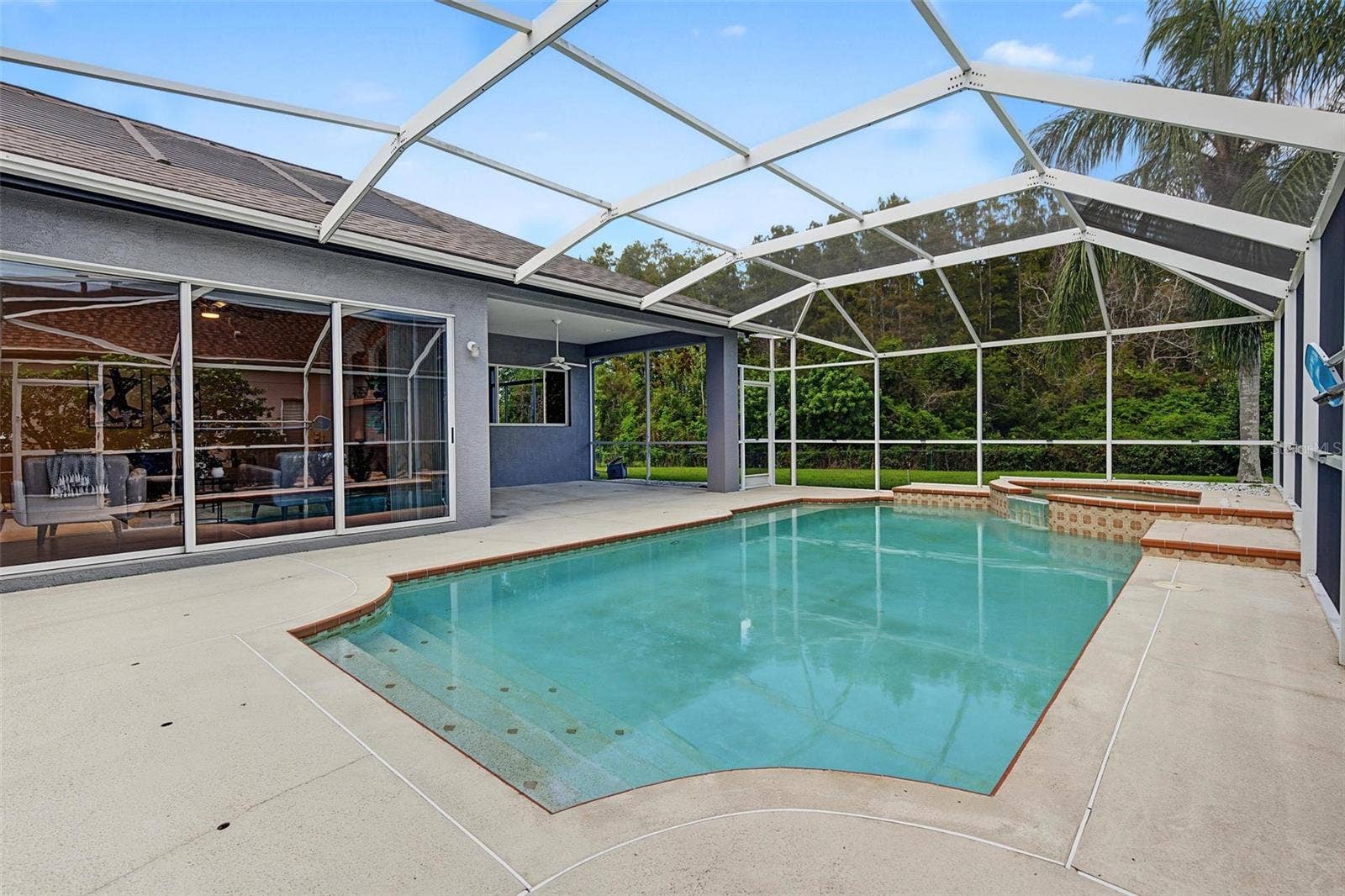 large pool on private lot