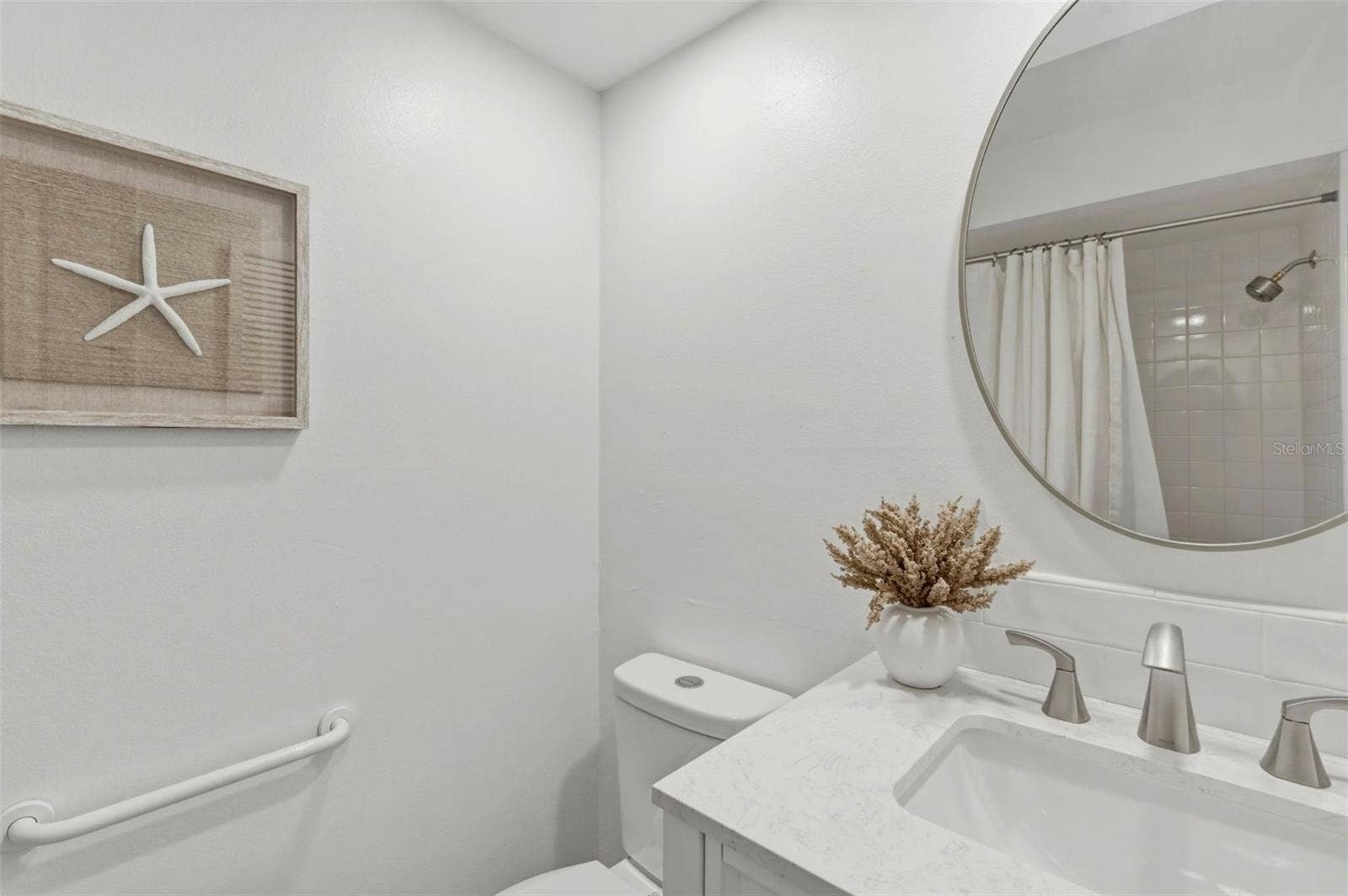 Guest bath, with New Vanity, tub-shower combo etc.