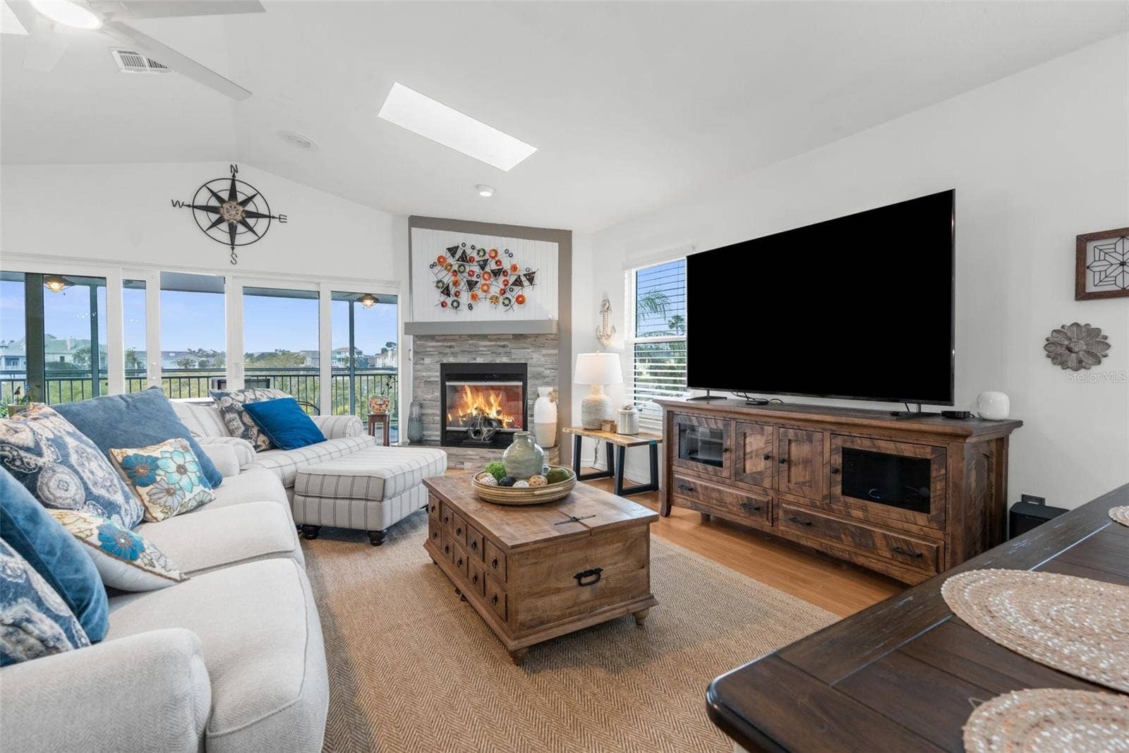 6029 BAYWAY COURT, New Port Richey, FL 34652 Family Room with fireplace.