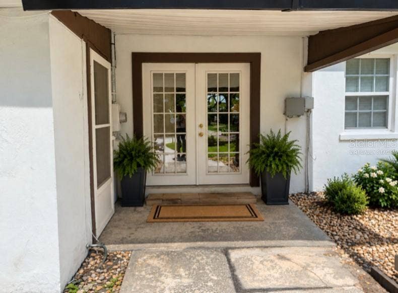 16421 HANNA ROAD, Lutz, FL 33549 Back door - virtually staged (there are no potted plants)