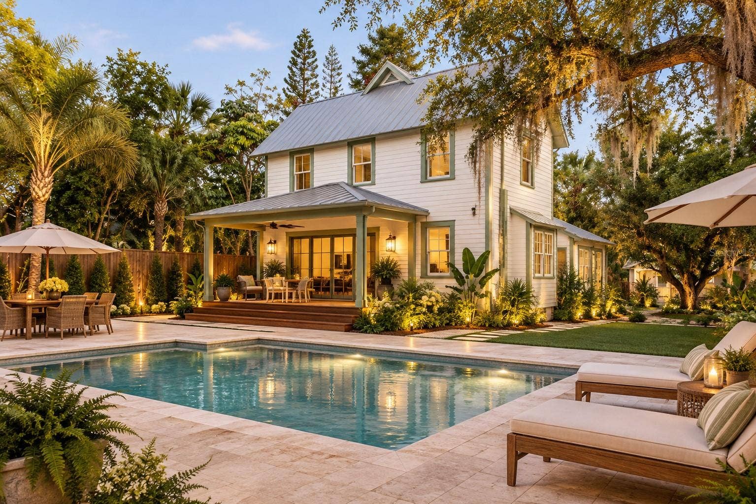 226 N GROSSE AVENUE, Tarpon Springs, FL 34689 Virtually Reimagined Rear Elevation w/ resort style pool and landscaping.