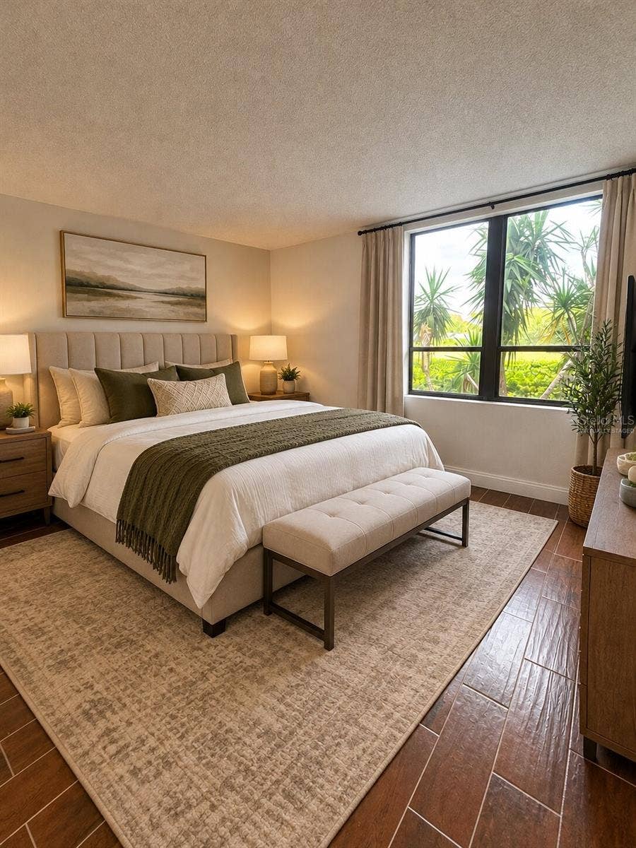 2617 COVE CAY DRIVE, #107, Clearwater, FL 33760 Virtually Staged Primary Bedroom