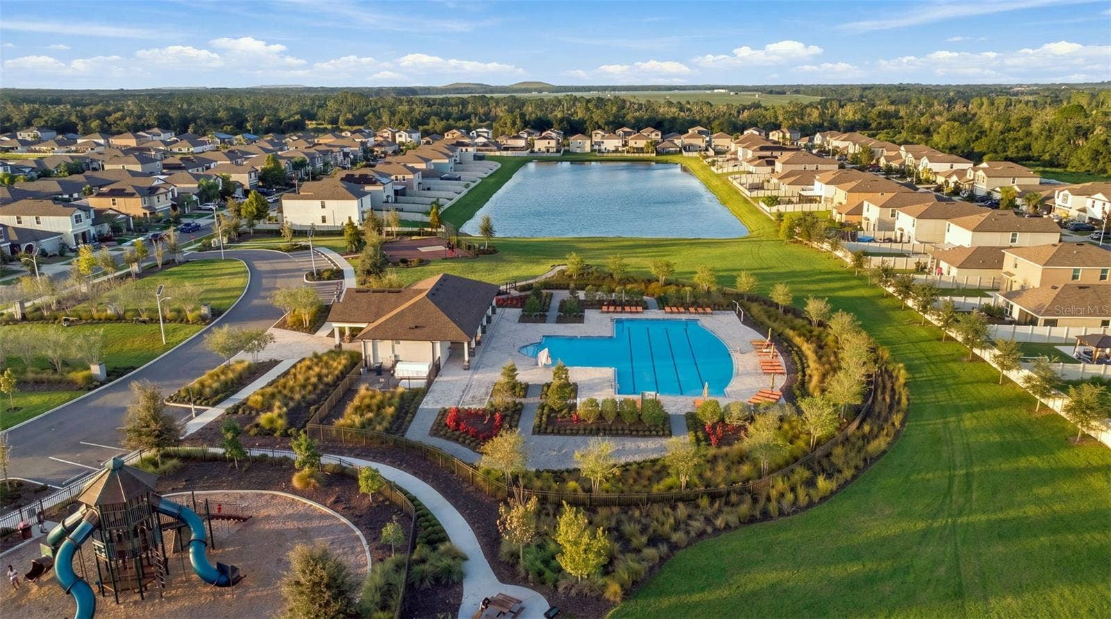 Community playground and pool
