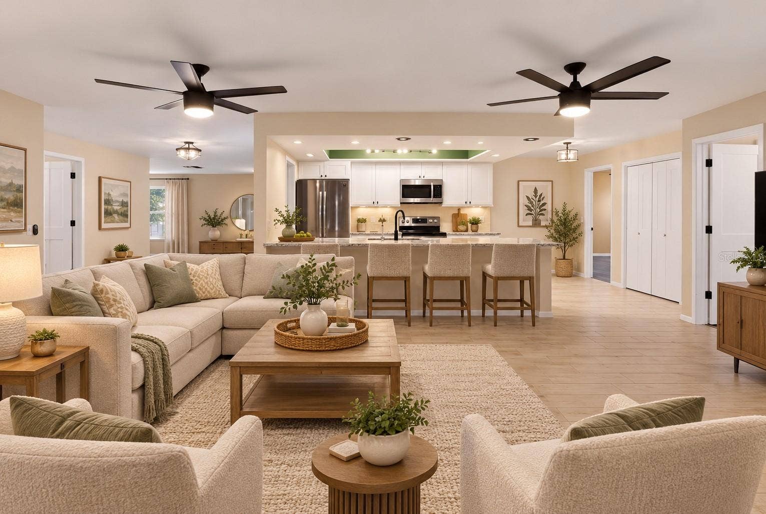 virtual family room and kitchen