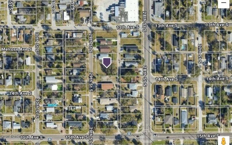 29TH STREET S, St Petersburg, FL 33712 Close-up Satellite View of Oversized Vacant Lot on 29th Street S Showing Rear Alley Access