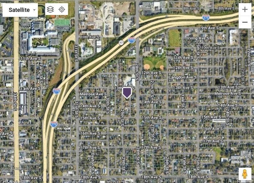 29TH STREET S, St Petersburg, FL 33712 Satellite View Showing Lot Location on 29th Street S