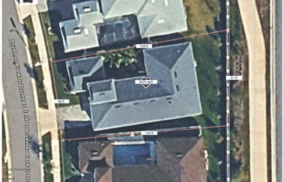 8896 DRUMMER PLANK DRIVE, Wesley Chapel, FL 33545 Approximate Homesite Dimensions: 134/125ft Length x 58/71ft Wide