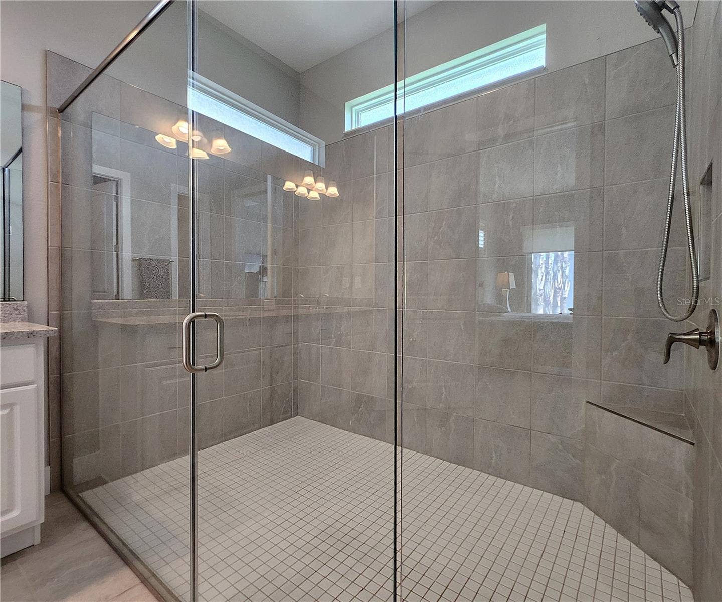 8896 DRUMMER PLANK DRIVE, Wesley Chapel, FL 33545 Master bathroom includes large walk-in tiled shower, water closet, walk-in closet, dual sink vanity, granite countertops